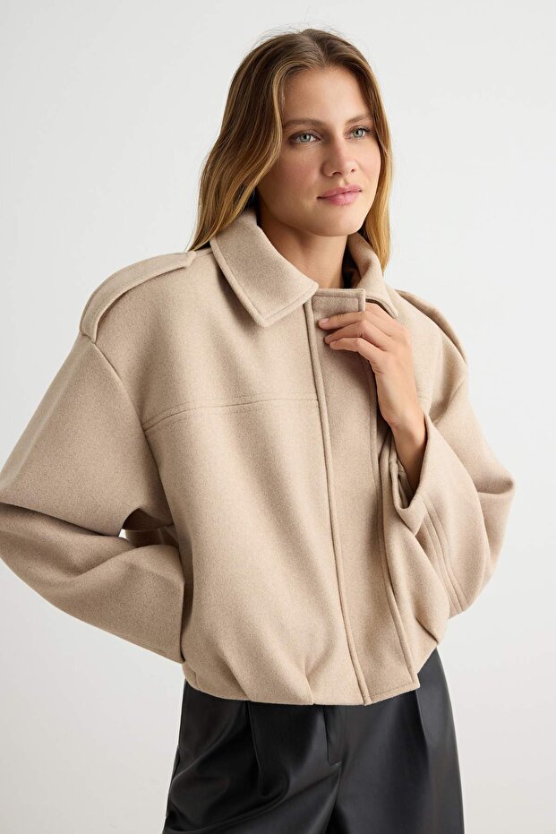 Mink Oversize Patterned Cashmere Jacket Coat Twoaw27Mo00083