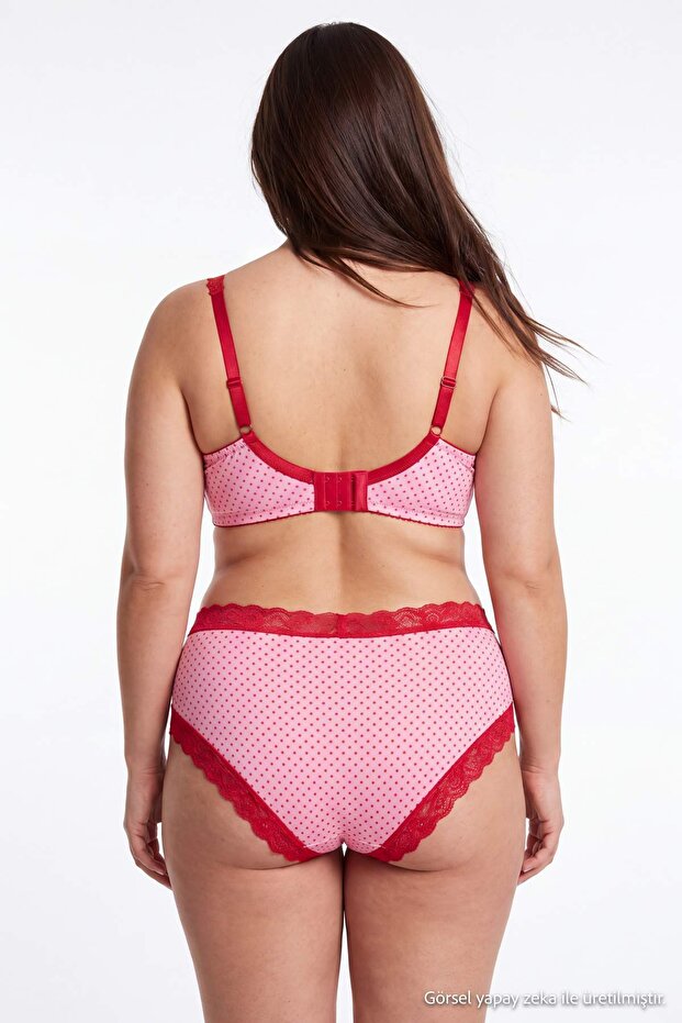 Pink Polka Dot Micro Knitted Plus Size Underwear Set Tbbaw27Dg00002