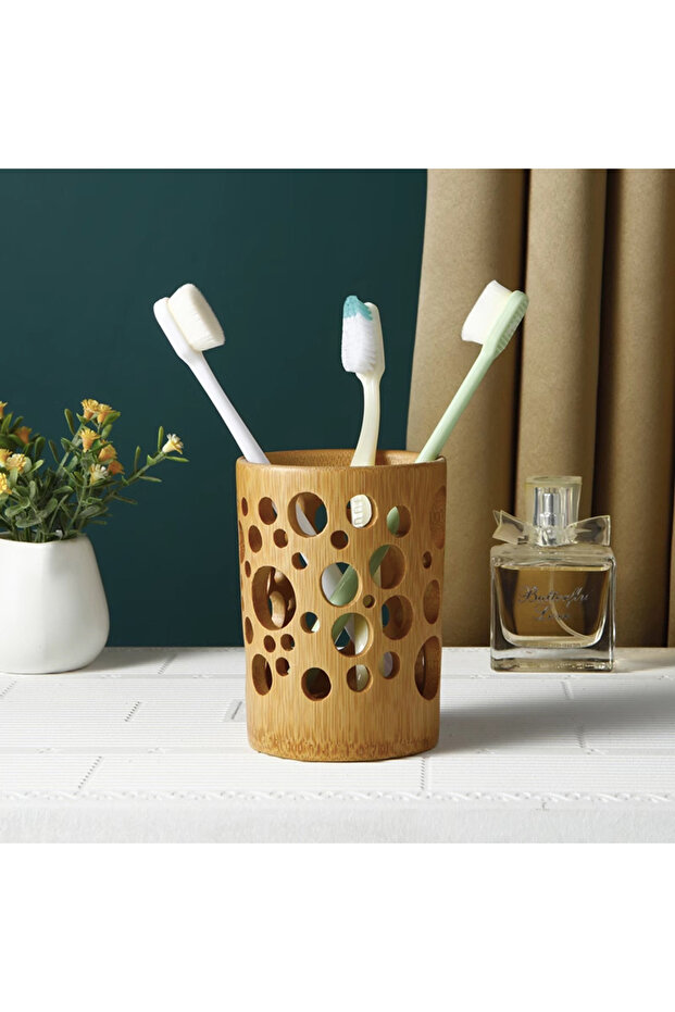 1Pcs Round Style Bamboo toothbrush holder bamboo toothbrush accessories toothbrush pen makeup brush