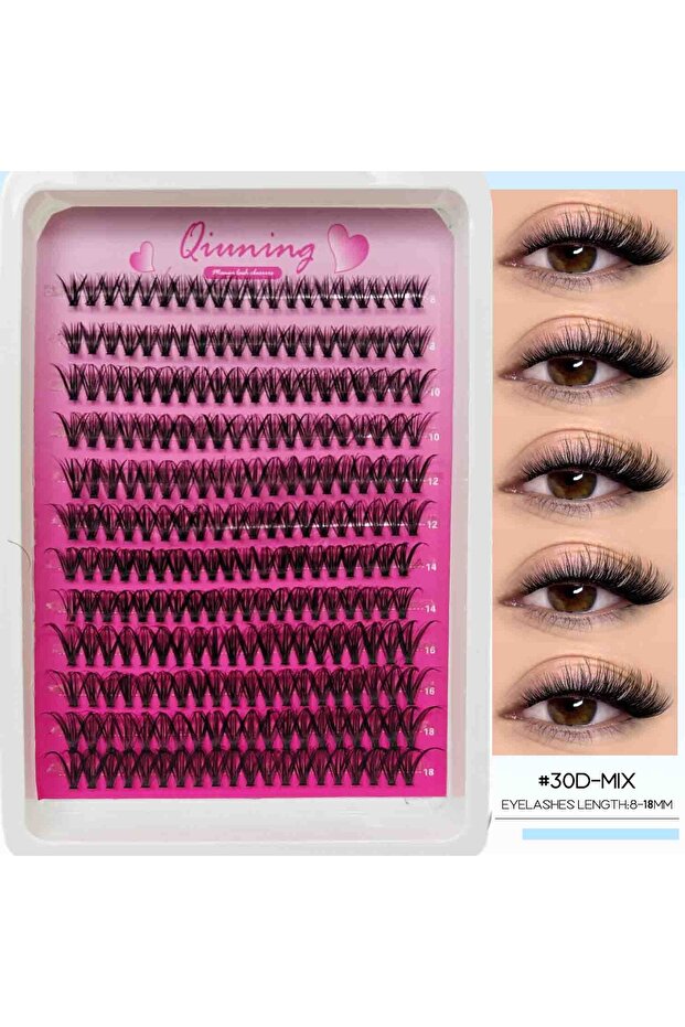 0.07mm D QN-30D QIUNING Lashes Clusters Cat Eyelashes Wispy Individual Lashes Extensions Volume Fluf