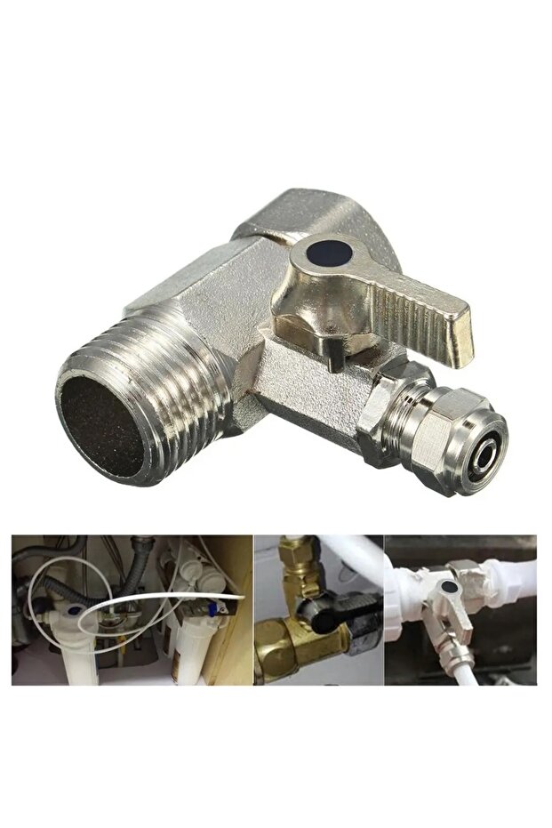 1PC RO Feed Water Adapter 1/2" to 1/4" With Shut-Off Ball Valve Faucet Tap Feed Reverse Osmosis Tee