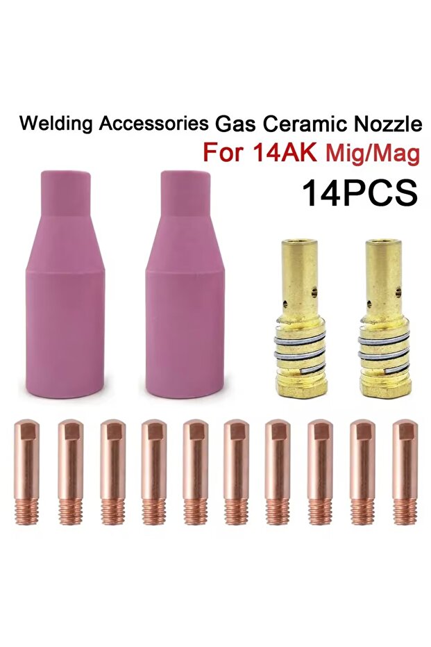 0.8mm 14Pcs/Set, MIG-14AK MB14AK Welding Torch 0.6/0.8/0.9/1.0/1.2mm Consumables Torch Ga*s Ceramic