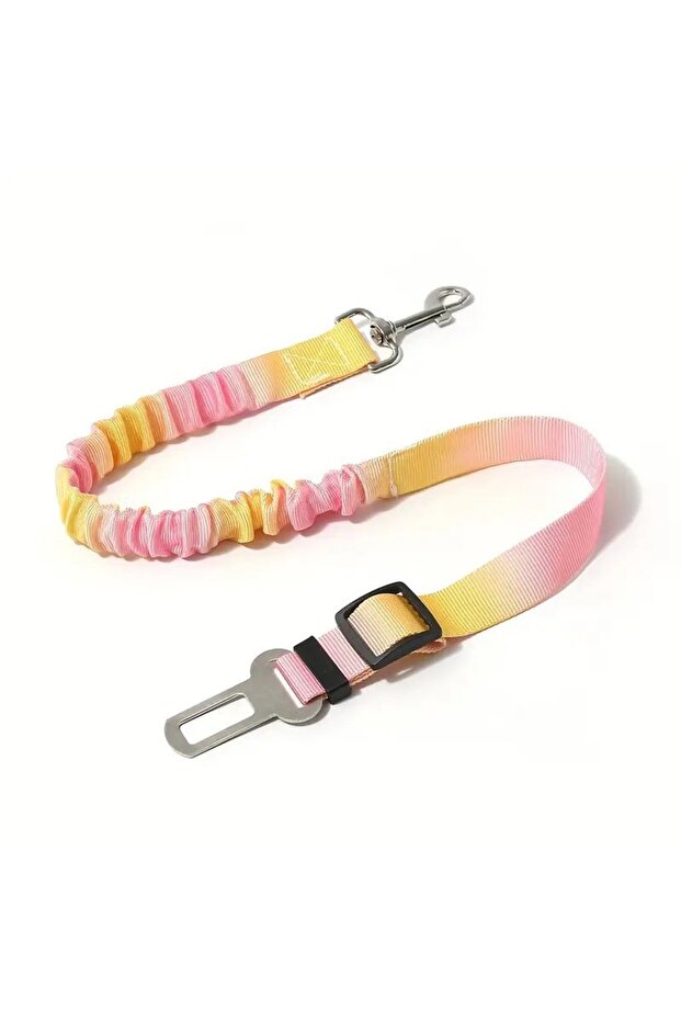 YELLOW Adjustable Dog Car Seat Belt - Elastic Nylon Safety Harness for Secure Travel