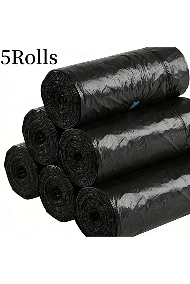 5Rolls 5Rolls Black Drawstring Garbage Bag Portable Drawstring Trash Bags for Bathroom Kitchen Outdo