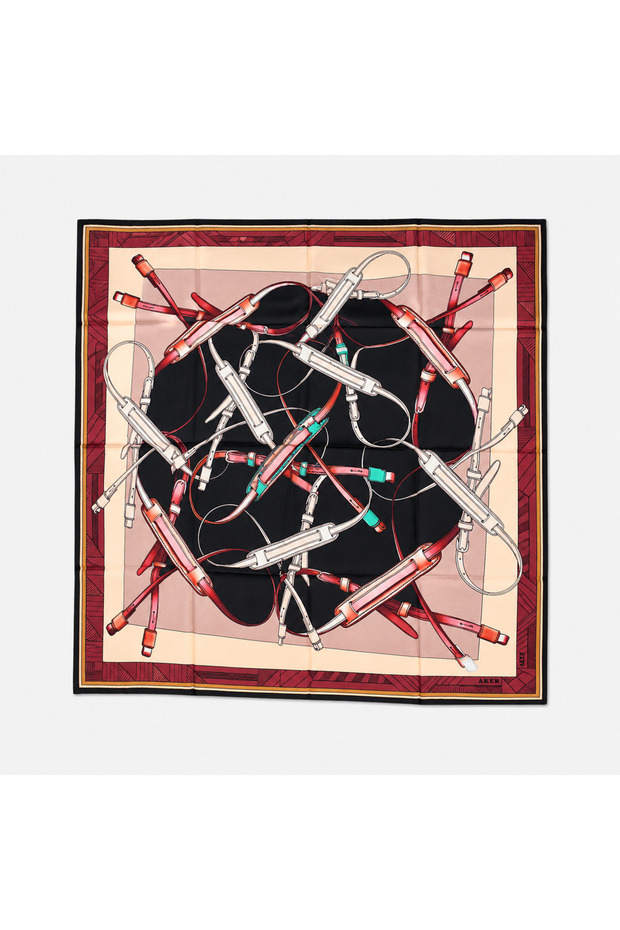Black Mixed Pattern Sura Silk Scarf 31213