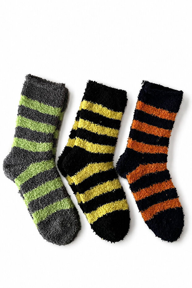 Set of 3 Women's Relaxing Effect Colorful Soft Plush Long Seamless Socket Sleeping Socks