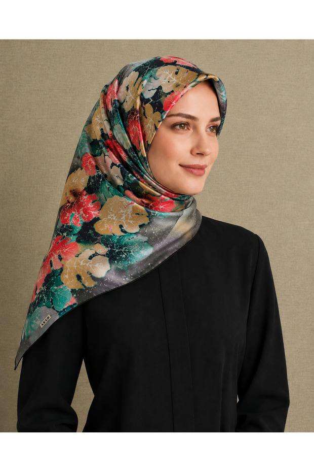 Red Green Mixed Pattern Tivil Silk Scarf8546713-912