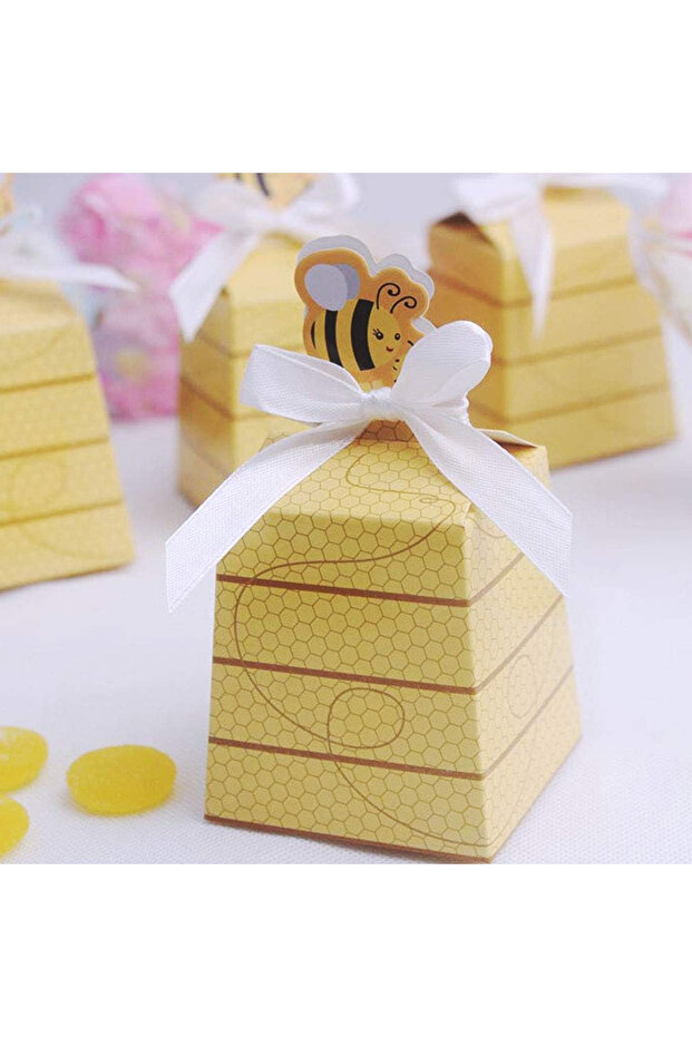 6..5x6.5x7cm YELLOW 25pcs Paper Beehive Gift Boxes Bee Party Favor Boxes Wedding Favor Candy Boxes