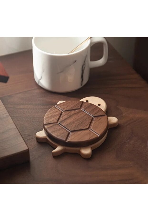 set Creative and Cute Shape Black Walnut Solid Wood Turtle Insulation Mat Kettle Tea Coaster Tablewa