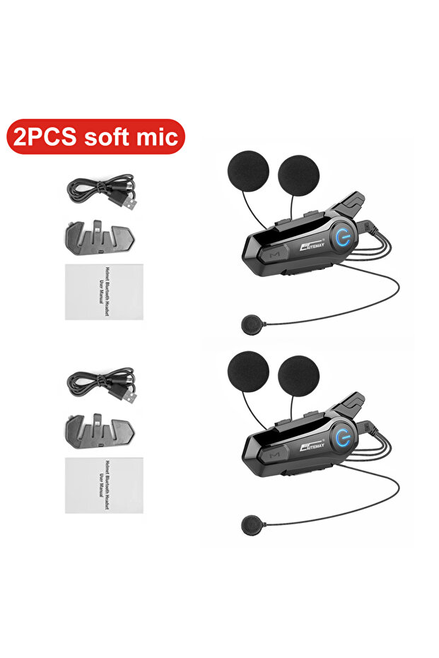 2PCS Soft Helmet Bluetooth Headphone Motorcycle Helmet Intercom Headset 1000M For 2 Rider