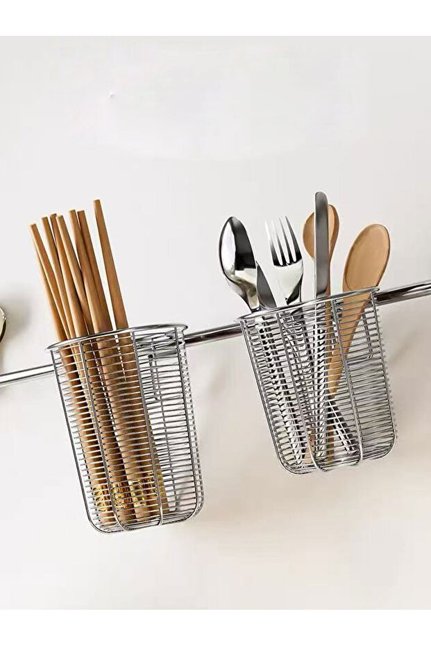 L 304 Stainless Steel Wall-Mounted Chopstick Holder for Home Use, Chopstick Storage Box with Drainag
