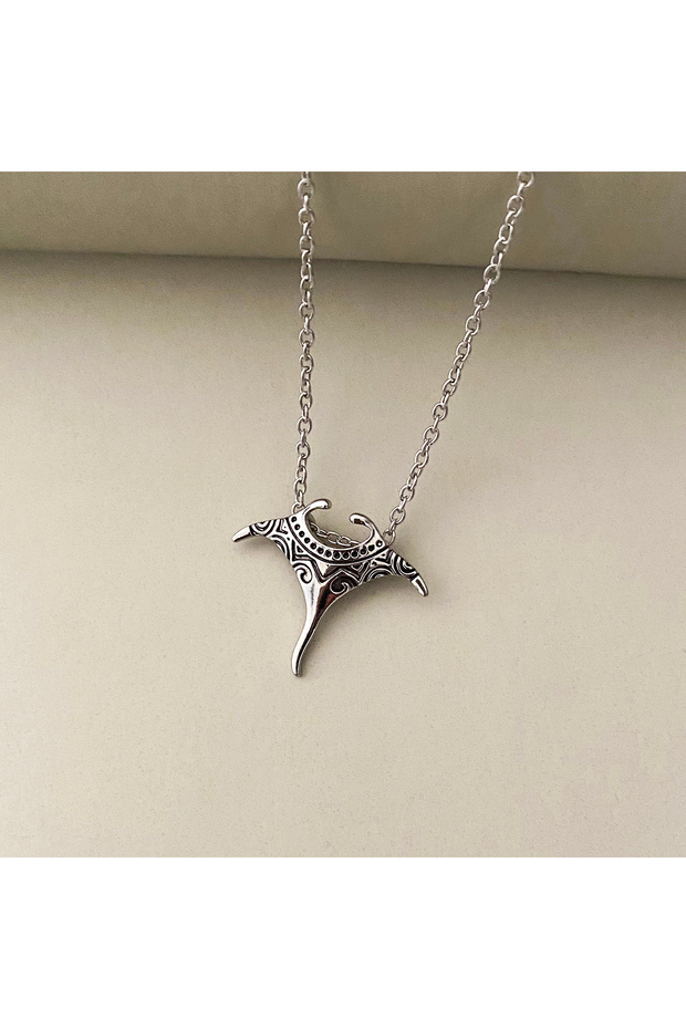 Silver 50cm K1878 1 / Set of Sea Creatures Elephant Nose Manta Fish Necklace Women Fashion Personali