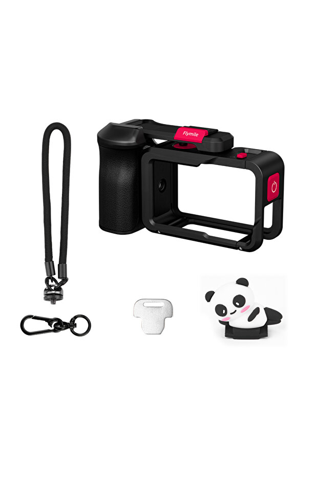 black Metal Cage for DJI Action 5 Pro/4/3 Camera Full Protective Quick-release Metal Street Extensio