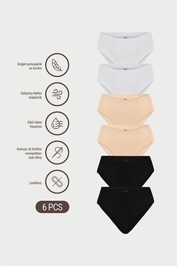 Women's Non-Elastic Cotton Modal Basic Slip Panties 6-Pack - Softfit