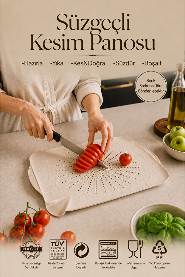 Cutting Board with Strainer Vegetable Fruit Greens Washing Mat Rectangular Shaped Plastic Cutting Board