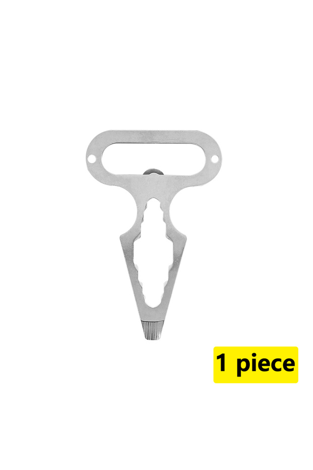 Silver Outdoor EDC Survival Tool, Multifunctional Self-defense Spike,Wrench,Bottle Opener,Keychains