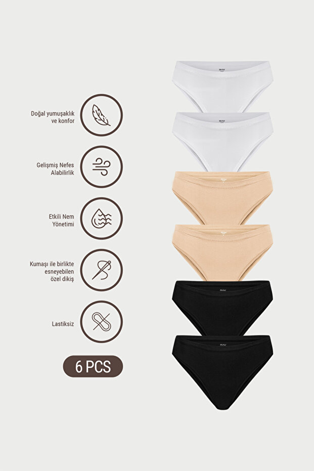 Women's Non-Elastic Cotton Modal Basic Cheeky Panties 6-Pack - Softfit