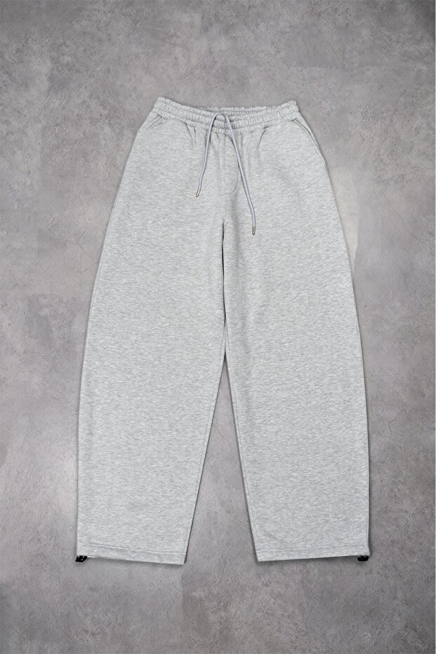 Gray Wide Leg Sweatpant Men's Sweatpants with Stoppers