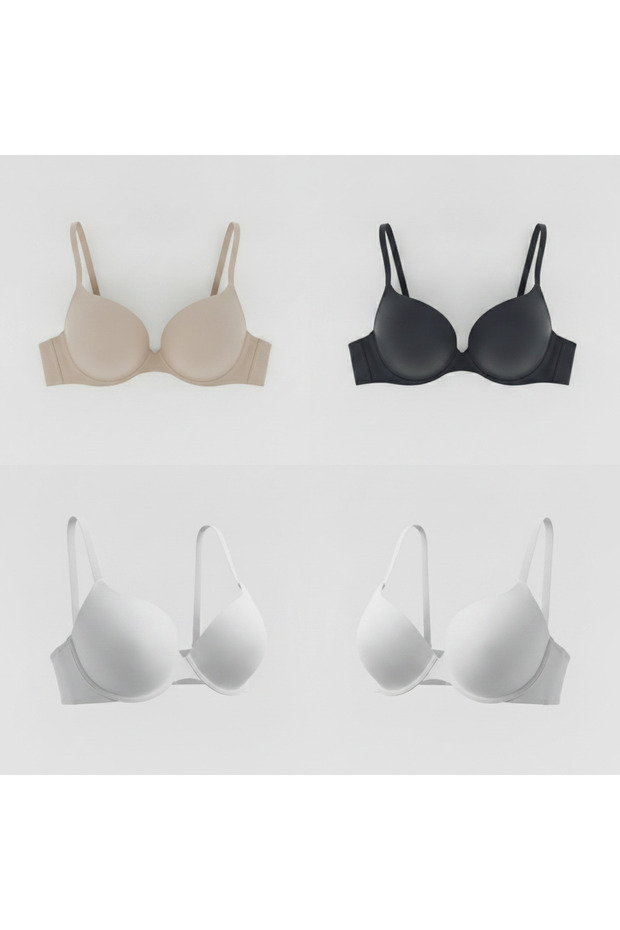 Women's Unpadded Strapless Bra 3 Colors Black, White, Nude 4-Piece Bra Bb2088