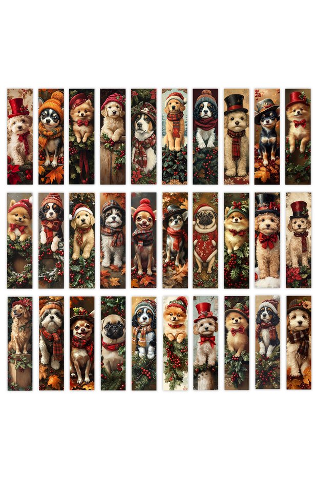 Mixed Color 32pcs, Christmas Dog Bookmark, Back-to-School Season, Retro Festival, Teacher's Day, Sui