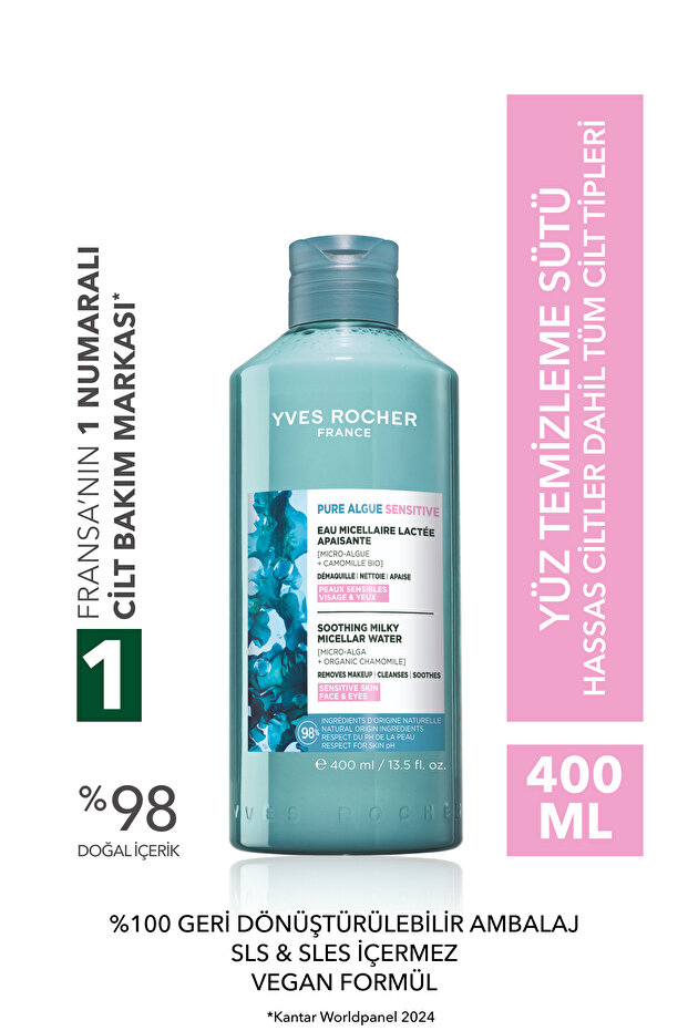 Face & Makeup Removal Micellar Milk - All Skin Including Sensitive - Pure Algue Sensitive Botanical Complex 400ml