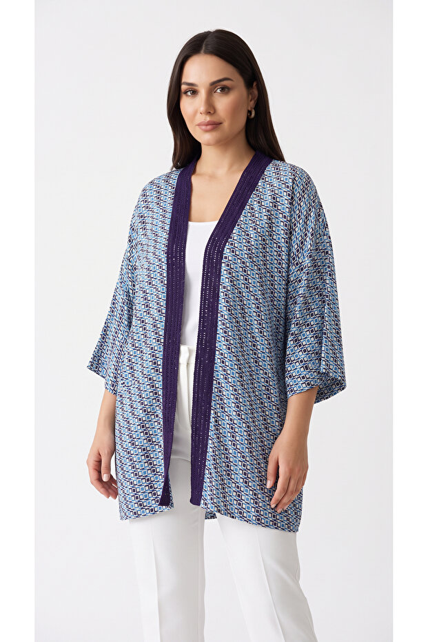 Navy Patterned Kimono