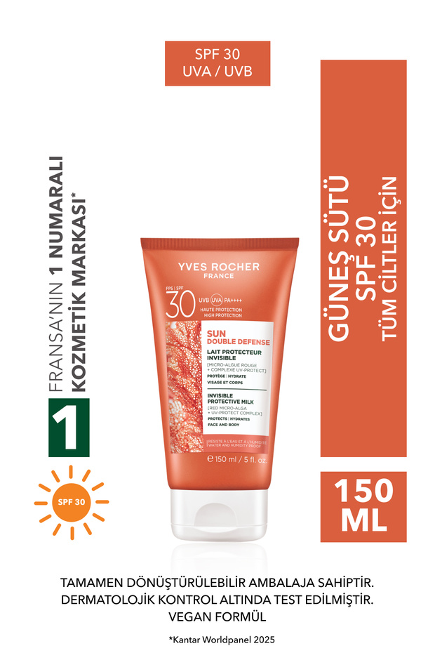 Face & Body Sun Lotion - Spf 30 / Sun Double Defense - Red Micro Algae 150ml