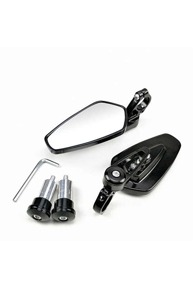 Black EAFC 1 Pair 7/8" 22mm Motorcycle Rearview Mirrors Universal Scooter Bar End Handlebar Mirror