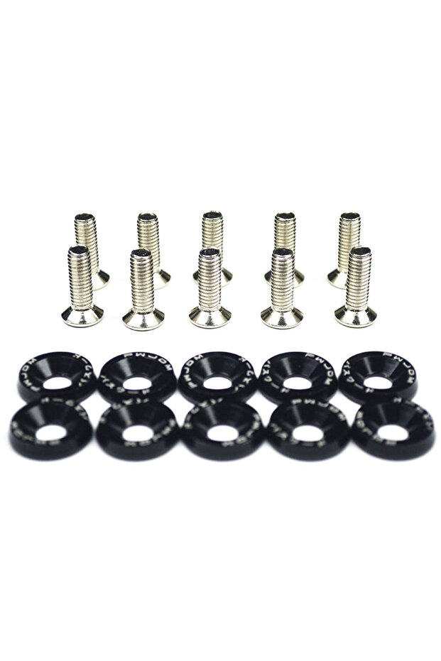 Black EAFC Car Modification Hex Fasteners 10 Pack M6 JDM Fender Washer Bumper Engine Concave Screws