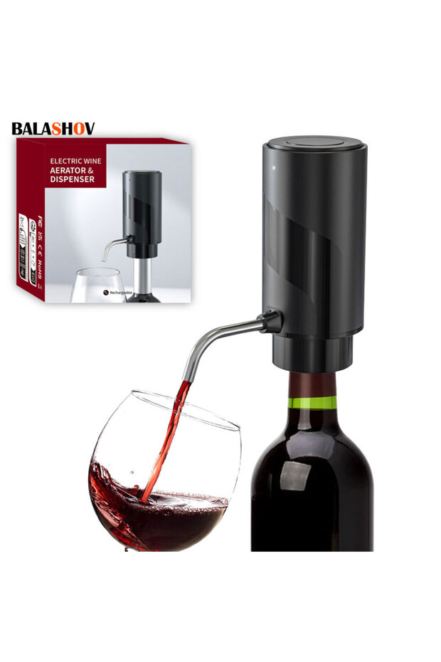black Intelligent Wine Aerator Dispenser Rechargeable One Touch Electric WineDecanter Liquor Dispens