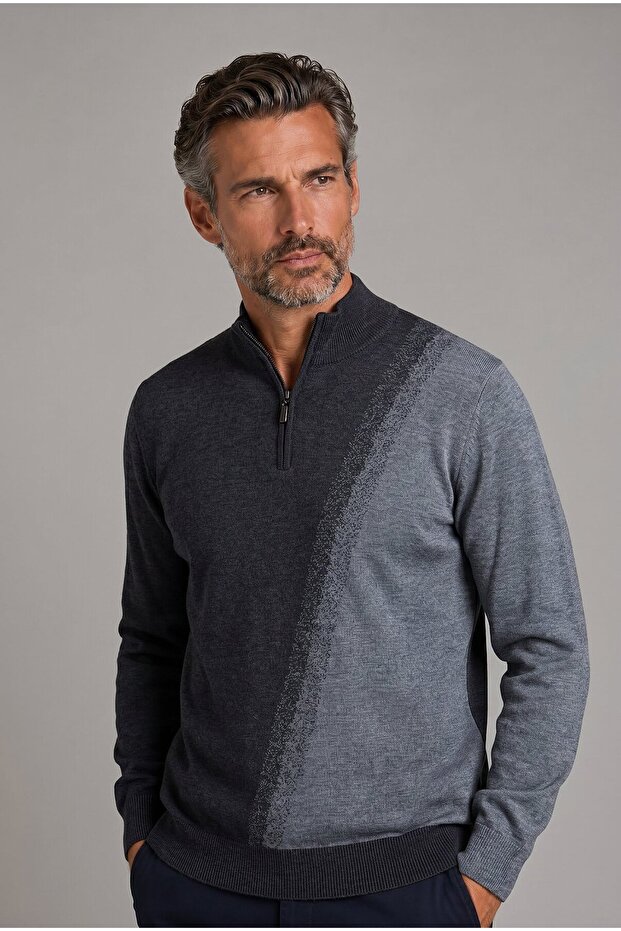 Smoked Wool Zippered Cardigan Knitwear