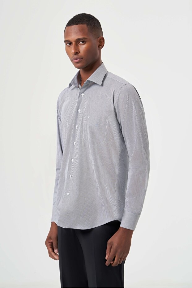 Regular Fit Long Sleeve Black Classic Men's Shirt