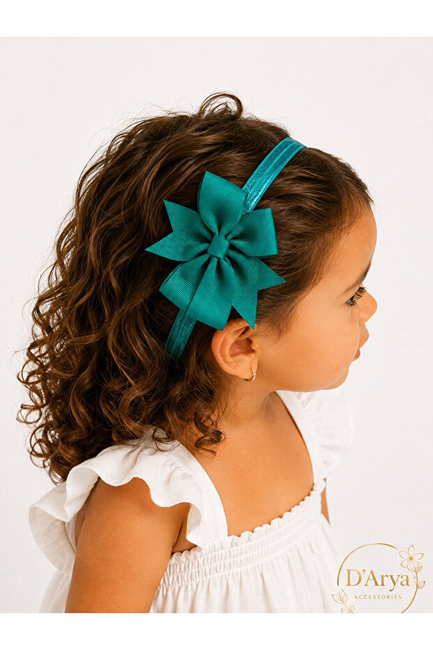 D’Arya Emerald Green Big Bow Baby and Girls' Hairband – Kawaii Korean Style Dd191