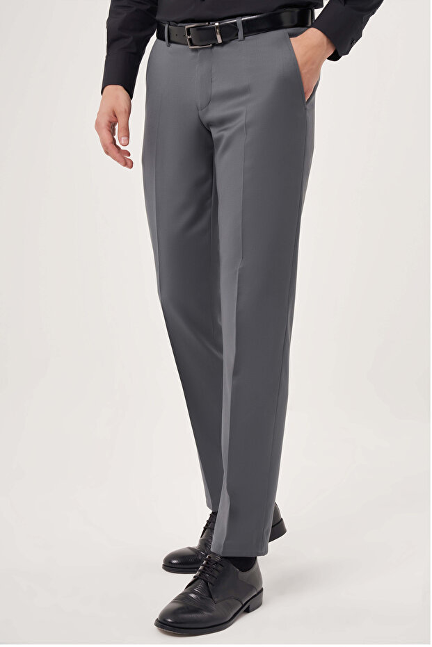Gray Woven Classic Men's Trousers