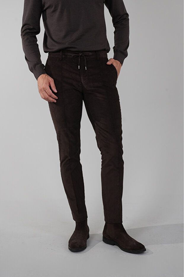 Brown Velvet Cotton Lycra Stretchy Comfortable Jagger Men's Trousers