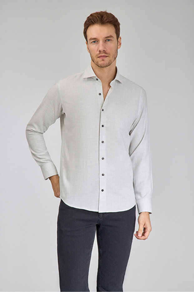 Stone Regular Fit Cotton Italian Collar Shirt