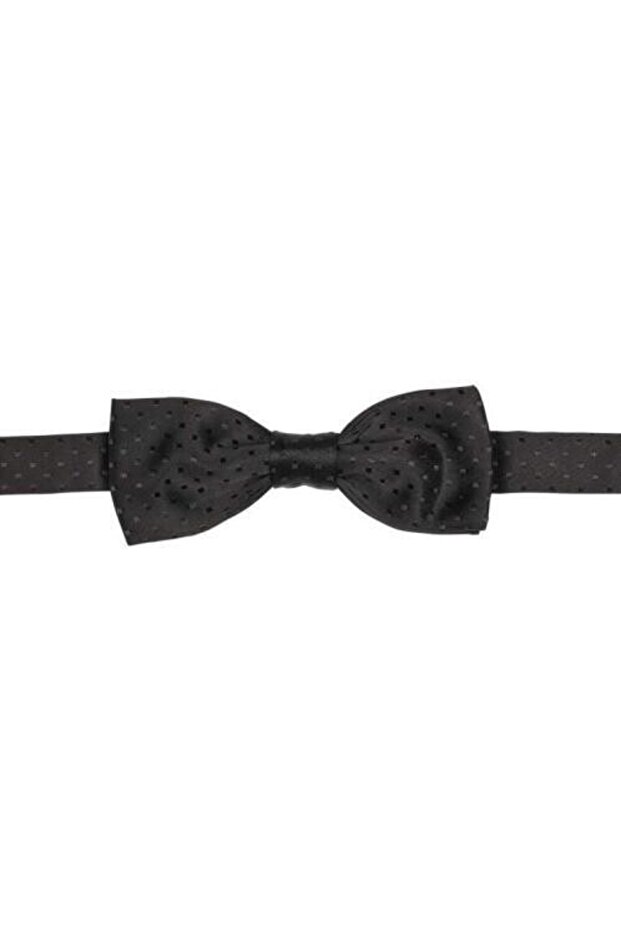 Black Polyester Patterned Tuxedo Bow Tie