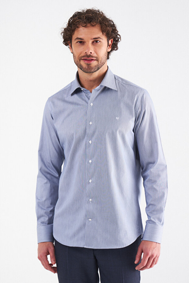 Navy Blue Regular Fit Cotton Classic Shirt