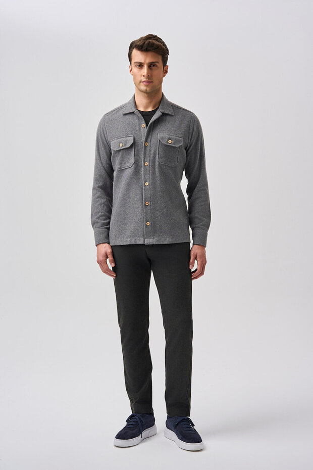 Studio Men's Long Sleeve Double Pocket Lumberjack Shirt Anthracite
