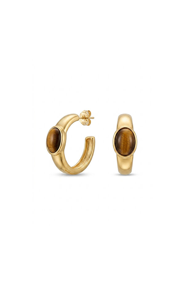 Steel Gold Caplangözü Hoop Earring