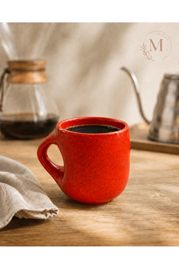 Handmade Orange Spotted Ceramic Mug