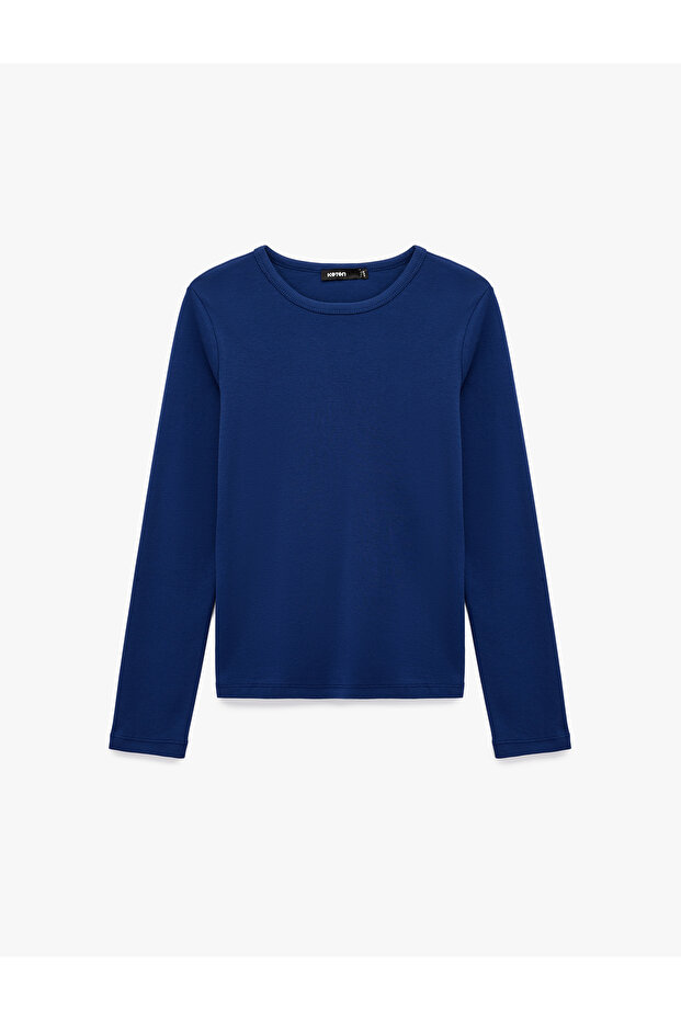 Cotton Long Sleeve Crew Neck Basic T-Shirt