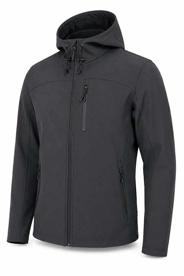 Men's Fleece-Lined Water and Windproof Softshell Sports Jacket