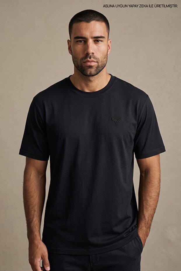 Men's Trend Crew Neck Basic Black T-Shirt