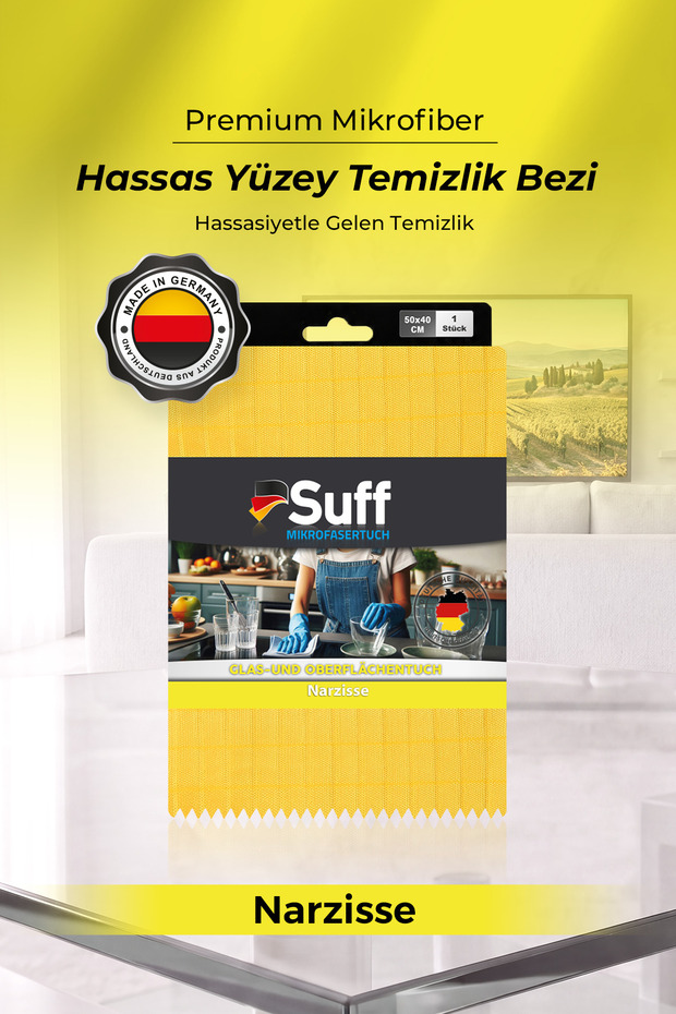 Narzisse Nergis Sensitive Surface Cloth 50X40 | Dust and Sensitive Cleaning Cloth - Yellow
