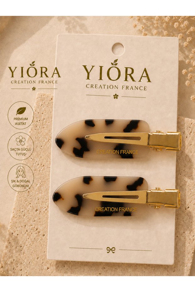 Women's Imported Series 2-Piece Gold Metal Non-Marking Hair Makeup Skin Care Clip Hairpin Set