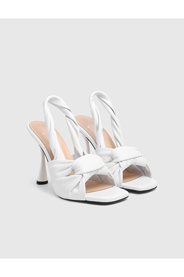 Eresa Genuine Leather White Women's Heels Sandals