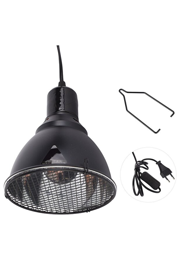 EU Plug 5.5in Reptile Lamp Fixture Uniform Heating Professional Shallow Dome Lamp Cap for Amphibians