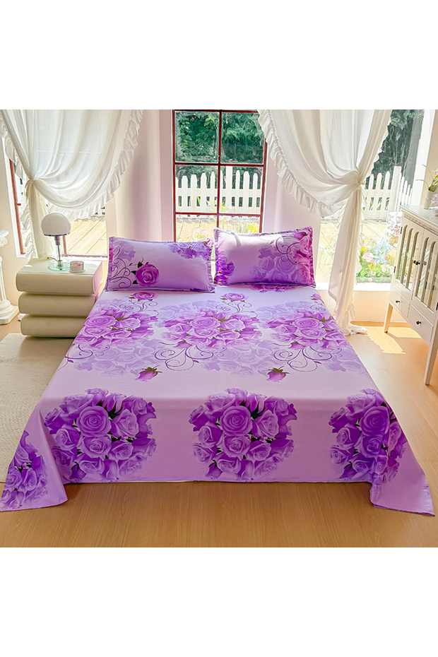 200X230cm 3pc Ziqi Donglai 3PCS Bed Flat Sheet WITH pillowcase Bed Plain Solid Color Top Sheets Sing