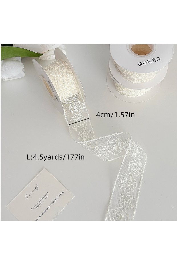 1pc Rose lace Romantic Rose Lace Embroidery Lace Hole Ribbon Gift Packaging Satin Ribbon DIY Hair Ac